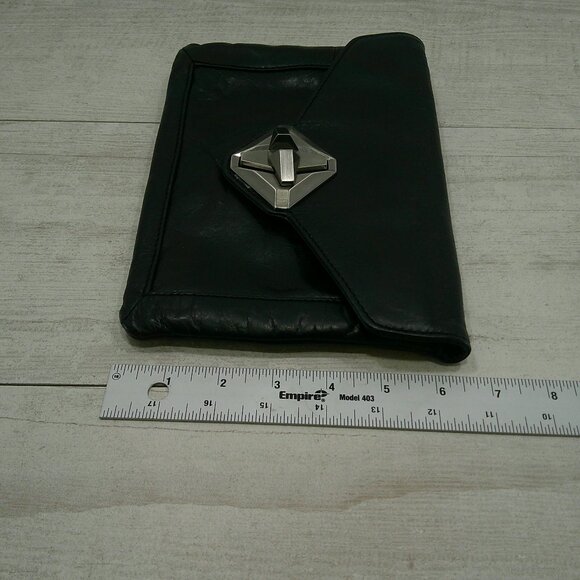 7 For All Mankind Y2k Vintage Black leather clutch Bag Pocket Book Purse - Picture 4 of 10